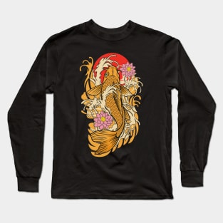 Koi Fish and Lotus Flowers Long Sleeve T-Shirt